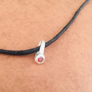 Sterling silver January black cord necklace